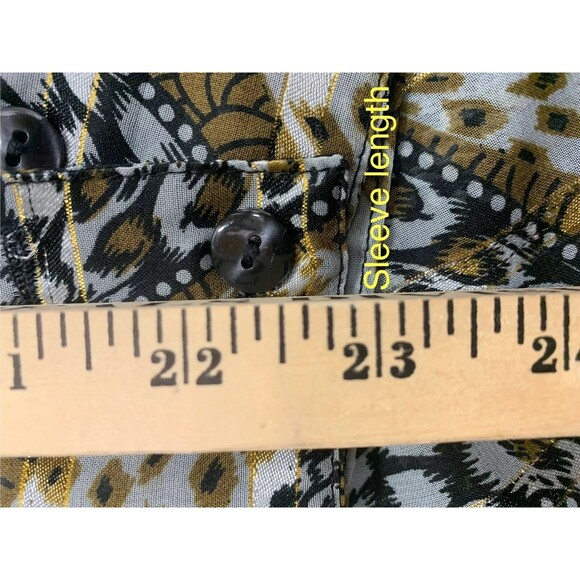 MARIA GABRIELLE  SZ  L  Black Gold Sheer Blouse Fairy Goth Forrest Fairy Grunge - Picture 7 of 9